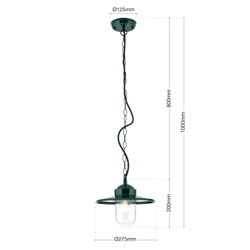 Väli rippvalgusti EDWARD 1xE27/60W/230V IP44 roheline