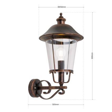 Väli seinavalgusti KENZO 1xE27/100W/230V IP44 pronks/paatina