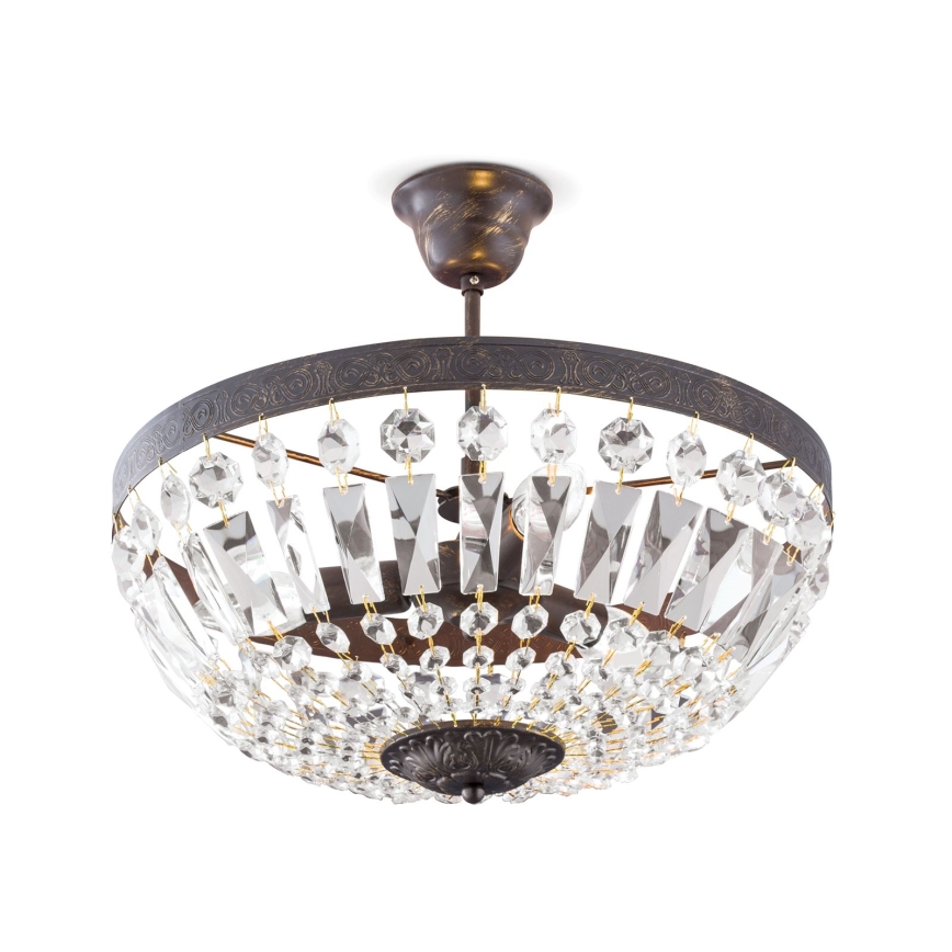 Kristallist ripplühter ARILA 3xE14/40W/230V d. 40 cm pruun/paatina