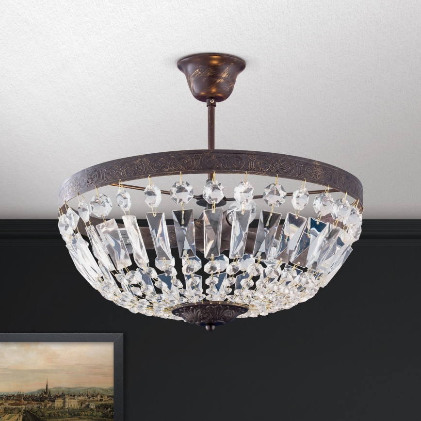 Kristallist ripplühter ARILA 3xE14/40W/230V d. 40 cm pruun/paatina