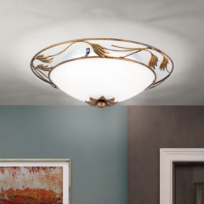 Laevalgusti FLEUR 2xE27/60W/230V d. 40 cm pronks