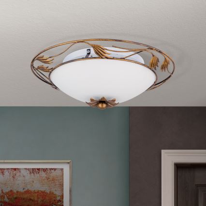 Laevalgusti FLEUR 2xE27/60W/230V d. 40 cm pronks