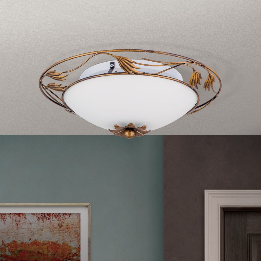 Laevalgusti FLEUR 2xE27/60W/230V d. 40 cm pronks