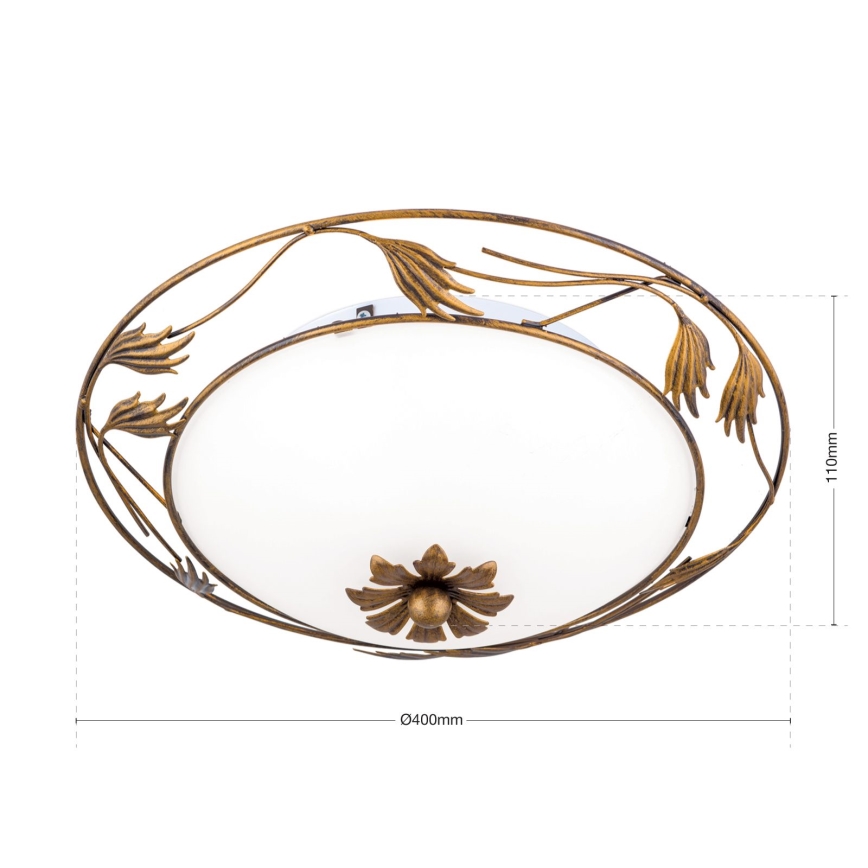 Laevalgusti FLEUR 2xE27/60W/230V d. 40 cm pronks