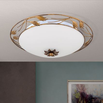 Laevalgusti FLEUR 3xE27/60W/230V d. 50 cm pronks