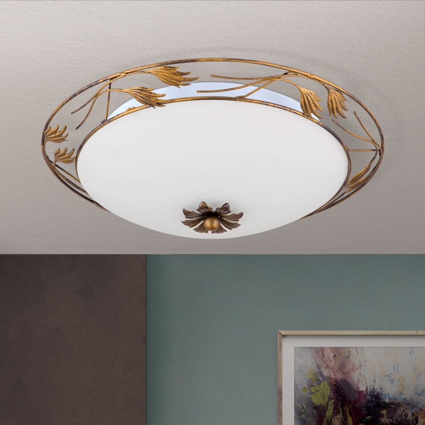 Laevalgusti FLEUR 3xE27/60W/230V d. 50 cm pronks