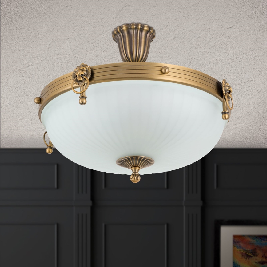 Pinnale kinnitatav lühter ROCCA 4xE27/60W/230V d. 43 cm pronks/valge