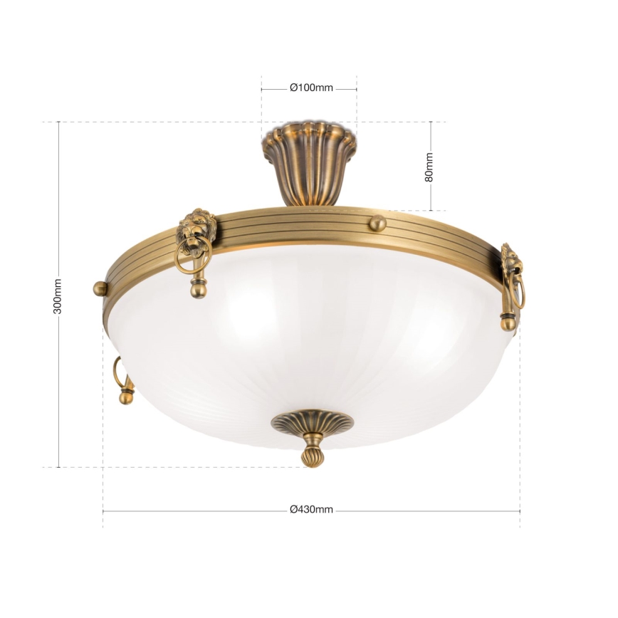 Pinnale kinnitatav lühter ROCCA 4xE27/60W/230V d. 43 cm pronks/valge