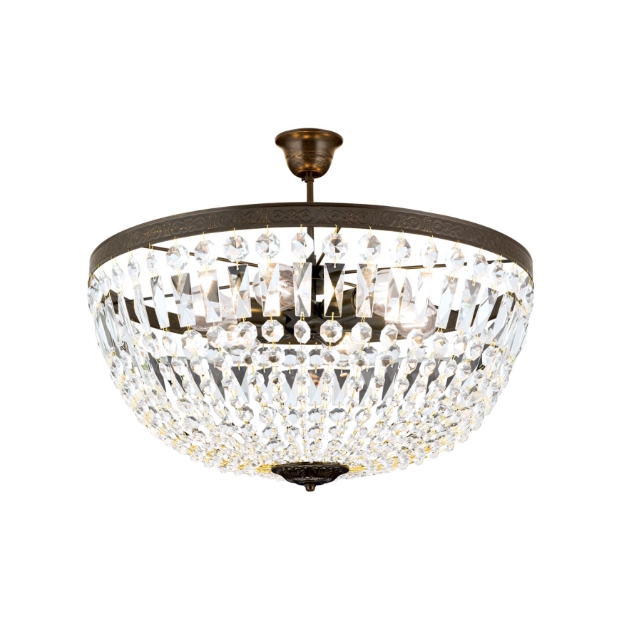 Kristallist ripplühter ARILA 6xE27/60W/230V d. 60 cm pruun/paatina