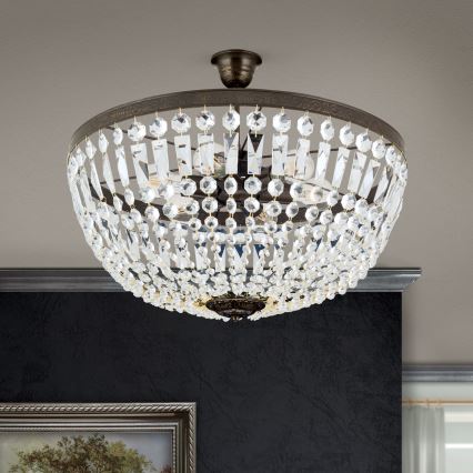 Kristallist ripplühter ARILA 6xE27/60W/230V d. 60 cm pruun/paatina