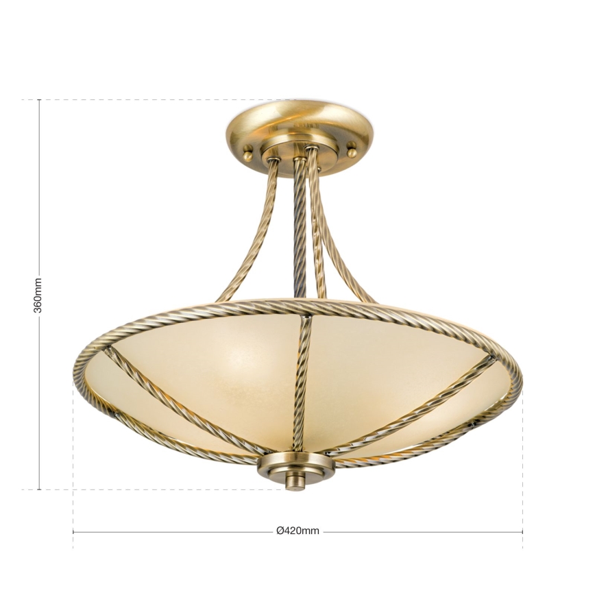 Ripplühter MAURO 3xE27/60W/230V d. 42 cm pronks