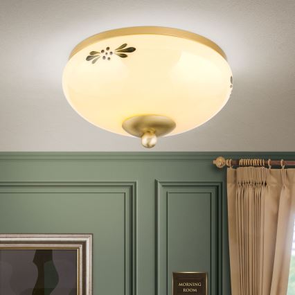 Laelamp LANDHAUS 1xE27/60W/230V läbimõõt 21 cm messing/beež/roheline