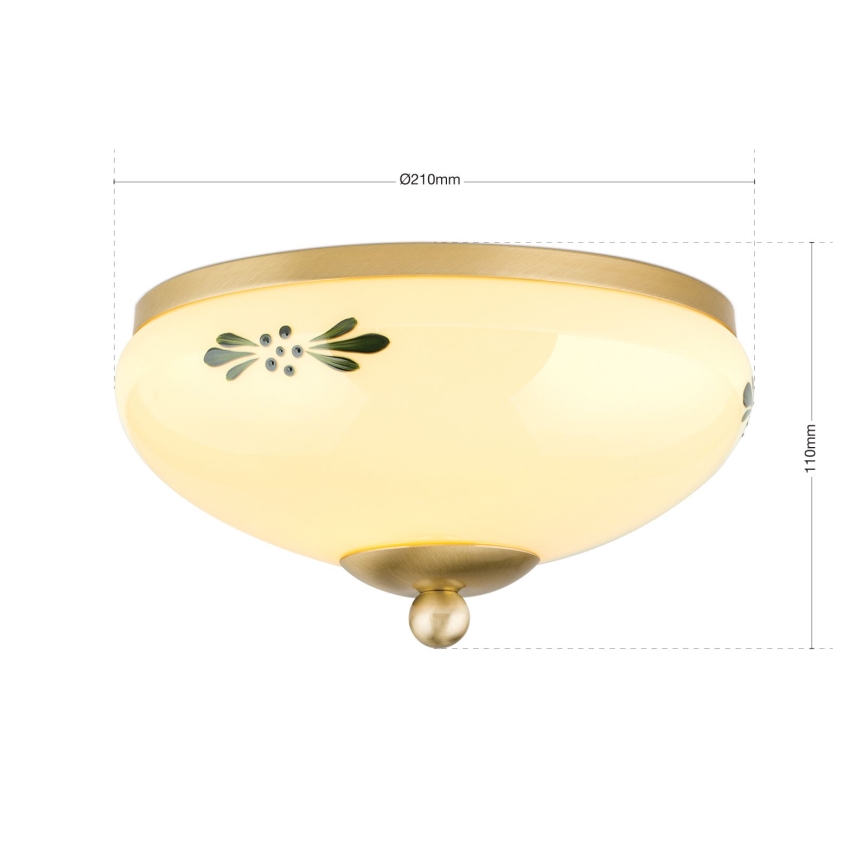 Laelamp LANDHAUS 1xE27/60W/230V läbimõõt 21 cm messing/beež/roheline