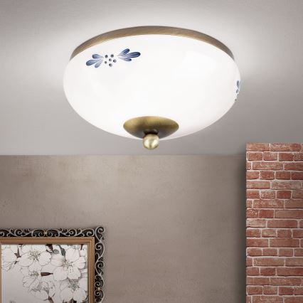 Laelamp LANDHAUS 1xE27/60W/230V Ø 21 cm pronks/valge/sinine
