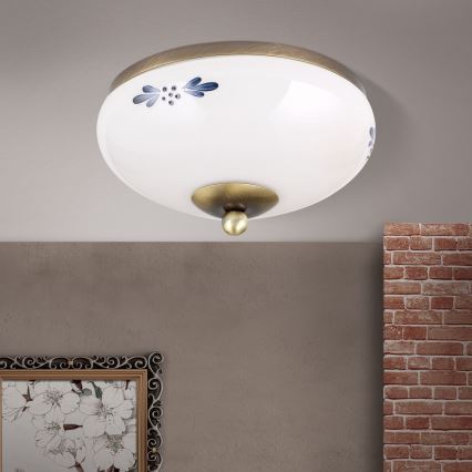 Laelamp LANDHAUS 1xE27/60W/230V Ø 21 cm pronks/valge/sinine