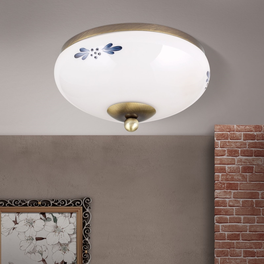 Laelamp LANDHAUS 1xE27/60W/230V Ø 21 cm pronks/valge/sinine