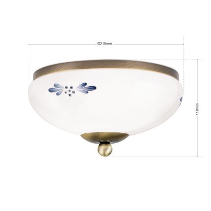 Laelamp LANDHAUS 1xE27/60W/230V Ø 21 cm pronks/valge/sinine