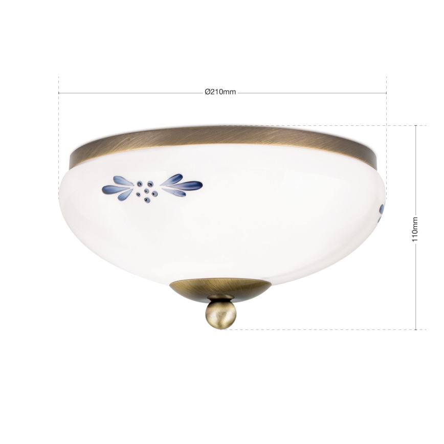 Laelamp LANDHAUS 1xE27/60W/230V Ø 21 cm pronks/valge/sinine