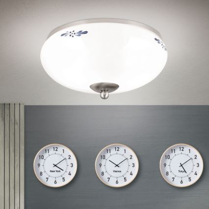Laelamp LANDHAUS 2xE27/60W/230V, läbimõõt 28 cm, mattkroom/valge/sinine
