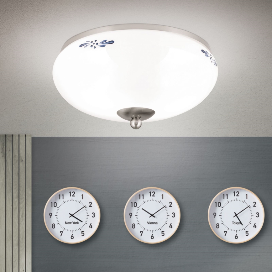Laelamp LANDHAUS 2xE27/60W/230V, läbimõõt 28 cm, mattkroom/valge/sinine