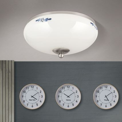 Laelamp LANDHAUS 2xE27/60W/230V, läbimõõt 28 cm, mattkroom/valge/sinine