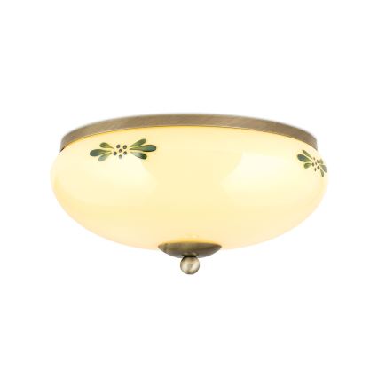 Laelamp LANDHAUS 2xE27/60W/230V, läbimõõt 28 cm, pronks/beež/roheline