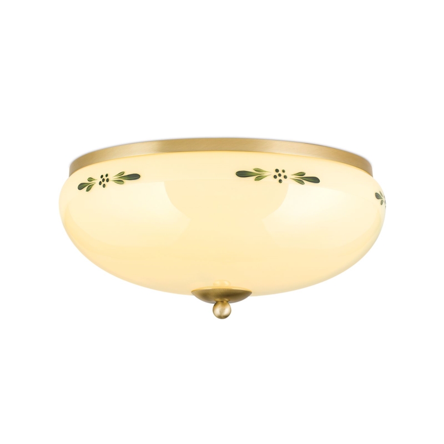 Laelamp LANDHAUS 3xE27/60W/230V läbimõõt 35 cm messing/beež/roheline