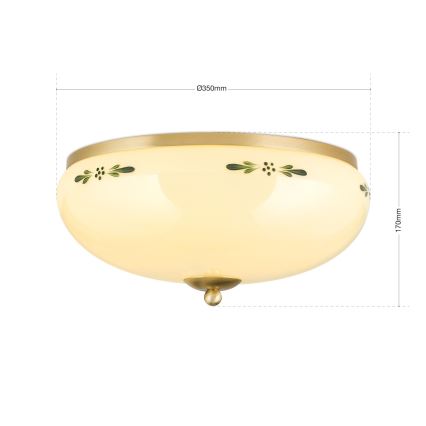 Laelamp LANDHAUS 3xE27/60W/230V läbimõõt 35 cm messing/beež/roheline