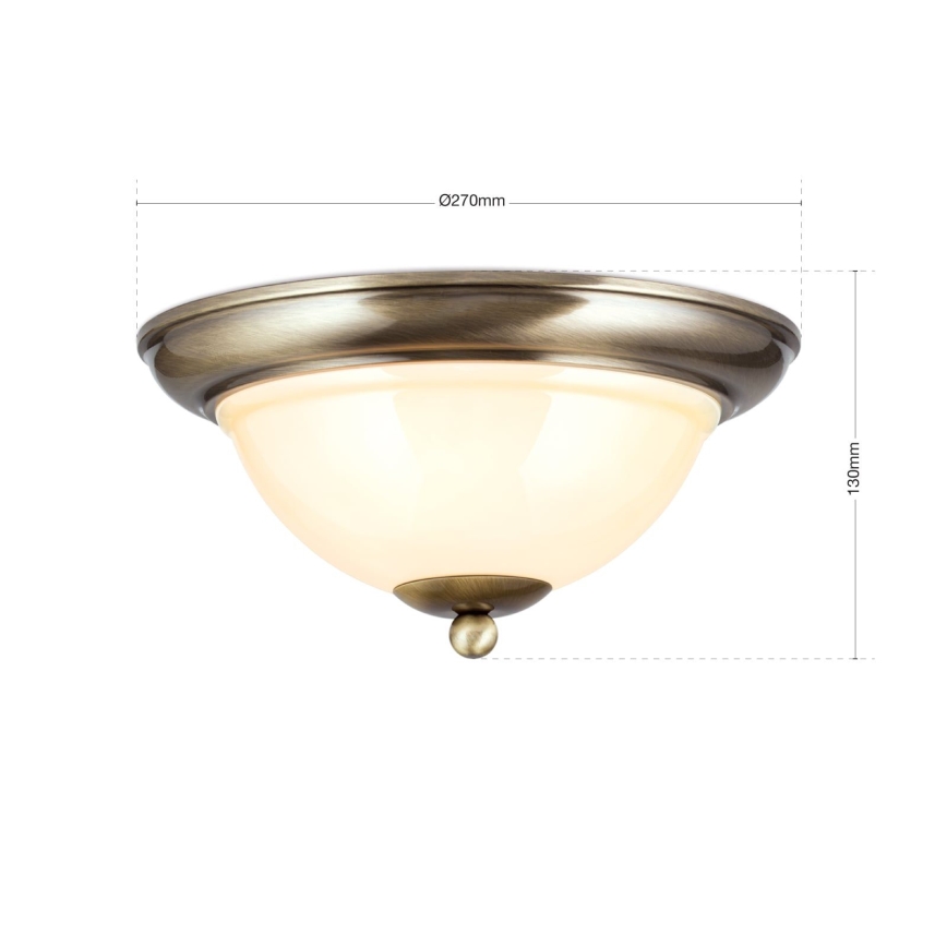 Laevalgusti AUSTRIAN OLD LAMP 2xE27/60W/230V d. 27 cm pronks/beež