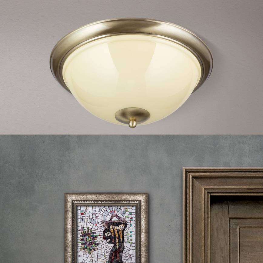 Laevalgusti AUSTRIAN OLD LAMP 3xE27/60W/230V d. 50 cm pronks/beež