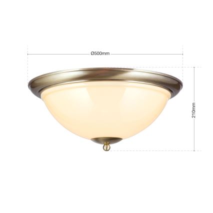 Laevalgusti AUSTRIAN OLD LAMP 3xE27/60W/230V d. 50 cm pronks/beež