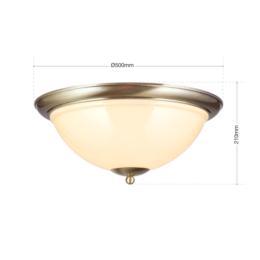 Laevalgusti AUSTRIAN OLD LAMP 3xE27/60W/230V d. 50 cm pronks/beež