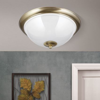 Laevalgusti AUSTRIAN OLD LAMP 3xE27/60W/230V d. 50 cm pronks/valge