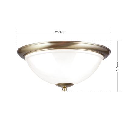 Laevalgusti AUSTRIAN OLD LAMP 3xE27/60W/230V d. 50 cm pronks/valge