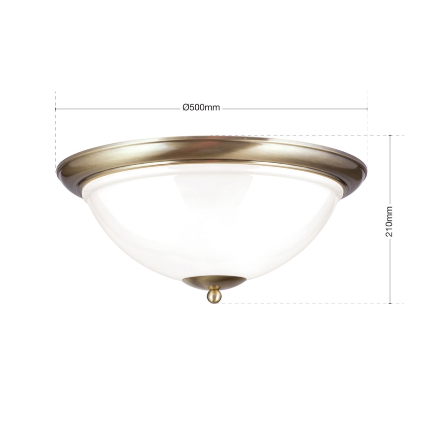 Laevalgusti AUSTRIAN OLD LAMP 3xE27/60W/230V d. 50 cm pronks/valge