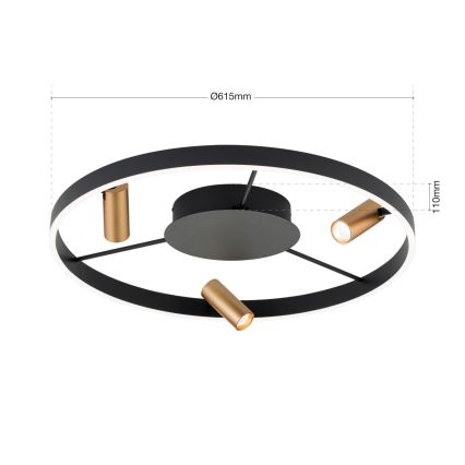 LED Hämardatav laevalgusti BERLIN LED/50W/230V must/kuldne