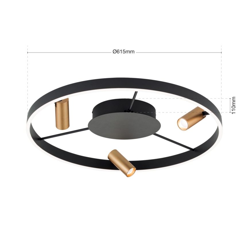 LED Hämardatav laevalgusti BERLIN LED/50W/230V must/kuldne