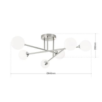 Pinnale kinnitatav lühter SNOWWHITE 6xG9/20W/230V d. 84 cm matt kroom