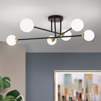 Pinnale kinnitatav lühter SNOWWHITE 6xG9/20W/230V d. 84 cm must/kuldne