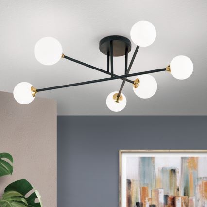 Pinnale kinnitatav lühter SNOWWHITE 6xG9/20W/230V d. 84 cm must/kuldne