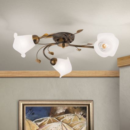 Pinnale kinnitatav lühter SISI 3xE14/40W/230V d. 60 cm pronks/paatina
