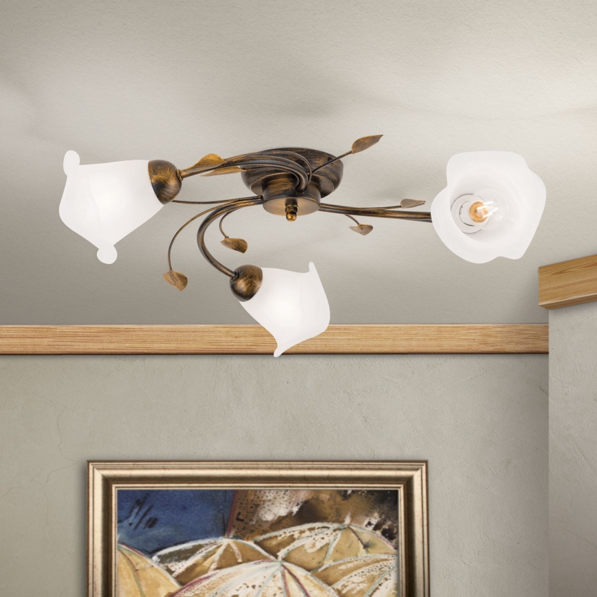 Pinnale kinnitatav lühter SISI 3xE14/40W/230V d. 60 cm pronks/paatina
