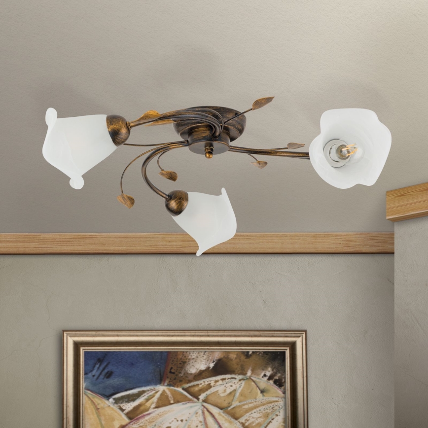 Pinnale kinnitatav lühter SISI 3xE14/40W/230V d. 60 cm pronks/paatina