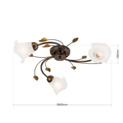 Pinnale kinnitatav lühter SISI 3xE14/40W/230V d. 60 cm pronks/paatina