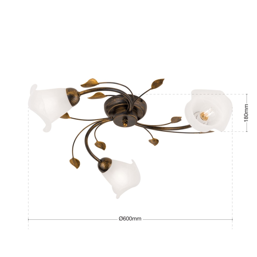 Pinnale kinnitatav lühter SISI 3xE14/40W/230V d. 60 cm pronks/paatina