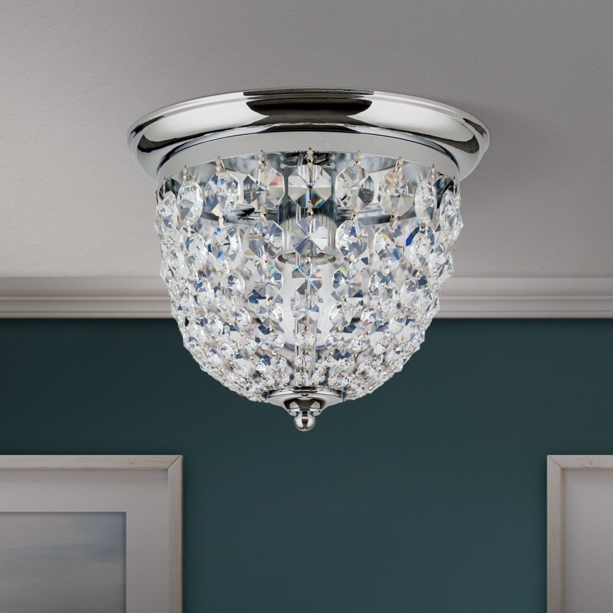 Kristallist laevalgusti PLAFOND 1xE27/40W/230V d. 26 cm läikiv kroom