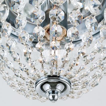 Kristallist laevalgusti PLAFOND 1xE27/40W/230V d. 26 cm läikiv kroom