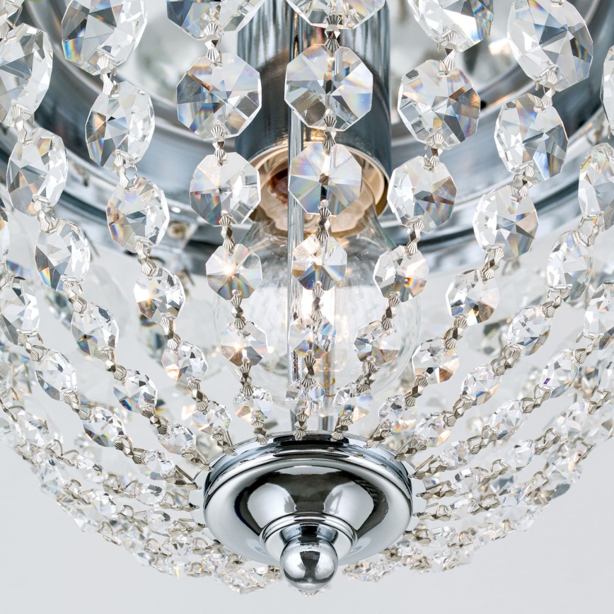 Kristallist laevalgusti PLAFOND 1xE27/40W/230V d. 26 cm läikiv kroom
