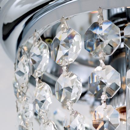 Kristallist laevalgusti PLAFOND 1xE27/40W/230V d. 26 cm läikiv kroom