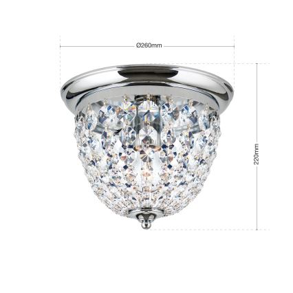 Kristallist laevalgusti PLAFOND 1xE27/40W/230V d. 26 cm läikiv kroom